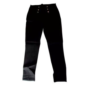 Zara Womens Black High-Waisted Slim Fit Trousers Size XL 50%+ Viscose Blend